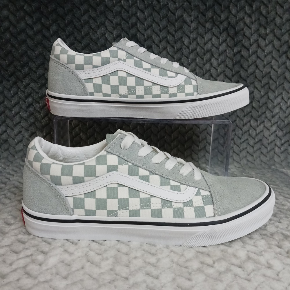 Vans Old Skool Checkerboard Gray White Boys Skateboarding Sneakers Shoes Sz 5.5